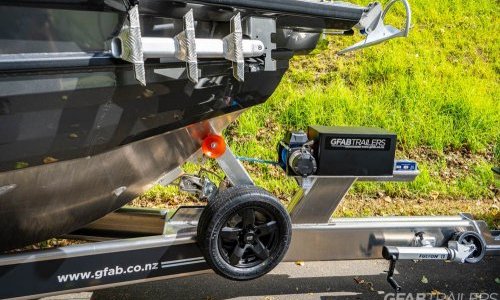 GFAB Alloy Large Boat Trailer - Winch post with electric winch and boatcatch
