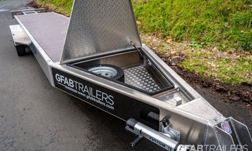 GFAB Tandem Axle Alloy Roofing Trailer - Tool box storage